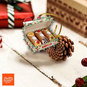 Personalized Cannoli Christmas Ornament - Custom Name Acrylic Holiday Decor - Italian Dessert Gift for Foodie, Baker, or Chef