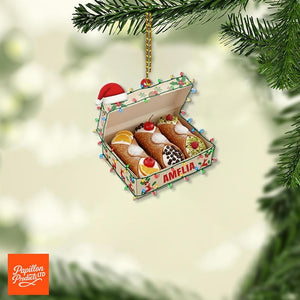 Personalized Cannoli Christmas Ornament - Custom Name Acrylic Holiday Decor - Italian Dessert Gift for Foodie, Baker, or Chef