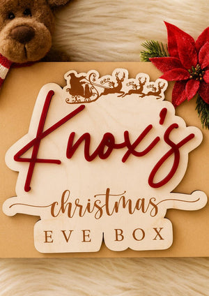 Custom Christmas Eve Box Name Sign | Personalized Wooden Plaque | Holiday Keepsake for Christmas Eve Box | Custom Kids Christmas Decoration