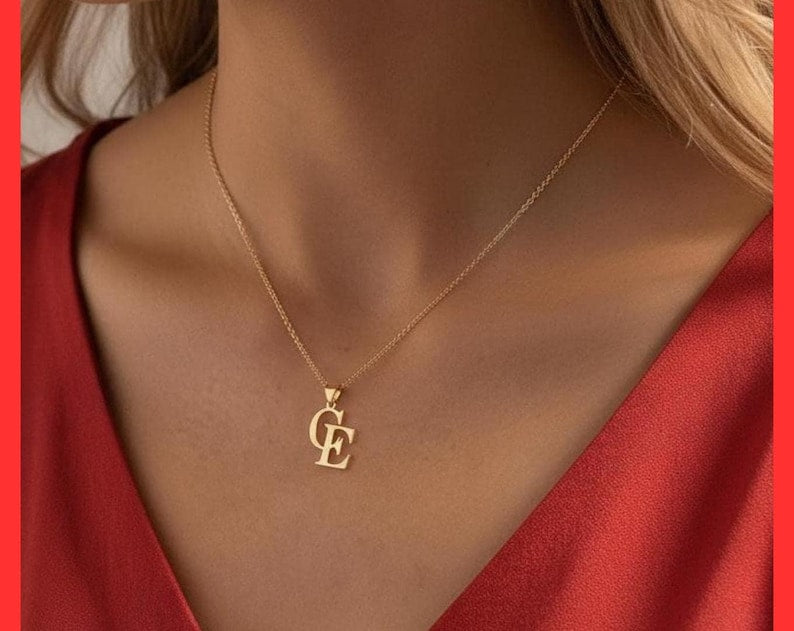 Custom Necklace, Two Letter Initial Necklace, Personalised Double Initial Necklace, Couple Necklace, Anniversary Gift,Christmas Gift for Her