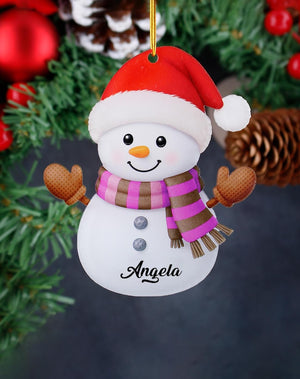 Personalized Snowman Christmas Ornaments, Custom Name Snowman Decor, Customizable Snowman Christmas Tree Decorations, Christmas, Family, Kid