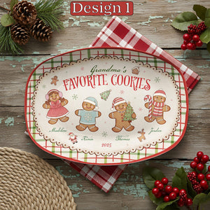 Custom Grandma's Favorite Cookies Plate, Personalized Gingerbread Christmas Plate, Grandkids Names, Grandma Gift, Christmas Gifts