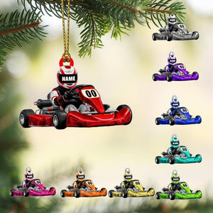 Personalized Go Kart Ornament Custom Racer with Name & Number Christmas Tree Gift for Karting Kids, Racing Fans, or Motorsports