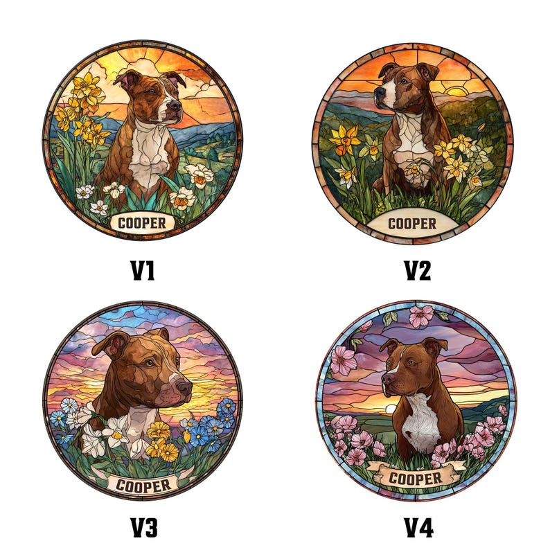 Custom Pet Portrait Stained Glass Suncatcher, Stained Glass Dog Memorial, Custom Dog Portrait from Photo, Pet Memorial Gift, Window hangings