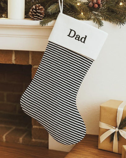 Personalized Plaid Christmas Stocking: Embroidered Family Holiday Decor