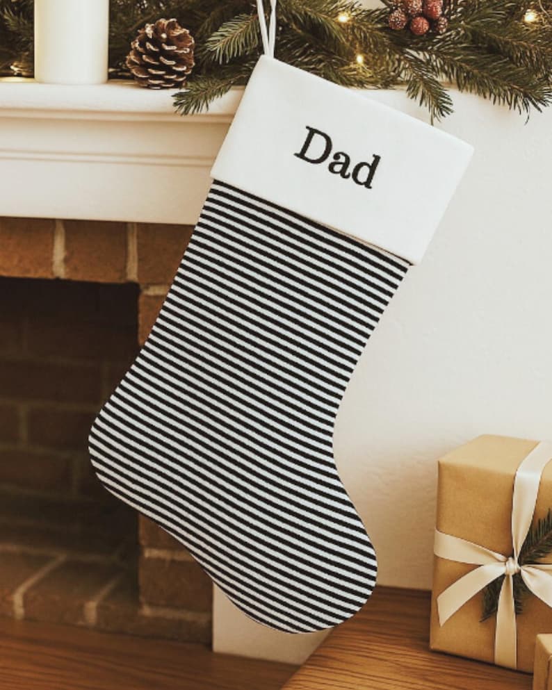 Personalized Plaid Christmas Stocking: Embroidered Family Holiday Decor