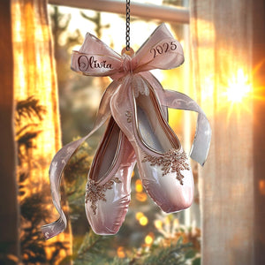 Ballet Shoes Christmas Ornament, Pink Pointe Shoe Acrylic Tree Hanging, Nutcracker Gift, Elegant Ballerina Holiday Decor 2025,
