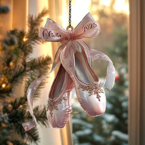 Ballet Shoes Christmas Ornament, Pink Pointe Shoe Acrylic Tree Hanging, Nutcracker Gift, Elegant Ballerina Holiday Decor 2025,