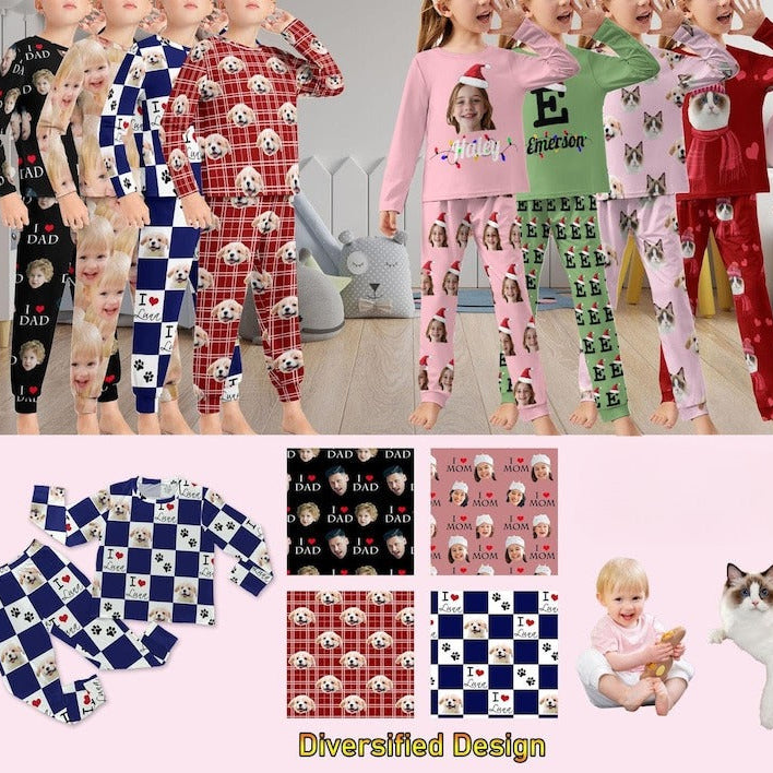 Custom Face Pajamas Set for Kids, Personalized Face Pajama Top Pants, PJ Set for Boys Girls, Photo Pajama Pants, Gift for Son Daughter Child