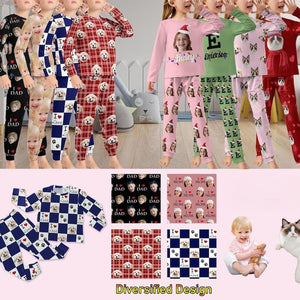 Custom Face Pajamas Set for Kids, Personalized Face Pajama Top Pants, PJ Set for Boys Girls, Photo Pajama Pants, Gift for Son Daughter Child