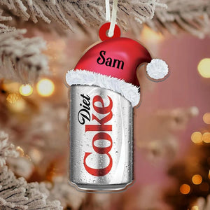 Personalized Diet Coke Ornament , Custom Coca-Cola Diet Coke Coke Zero Can With Santa Hat Ornament, Custom Coke Can 2D Flat Ornament