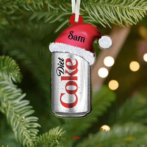 Personalized Diet Coke Ornament , Custom Coca-Cola Diet Coke Coke Zero Can With Santa Hat Ornament, Custom Coke Can 2D Flat Ornament