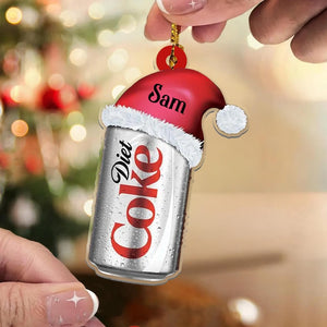 Personalized Diet Coke Ornament , Custom Coca-Cola Diet Coke Coke Zero Can With Santa Hat Ornament, Custom Coke Can 2D Flat Ornament