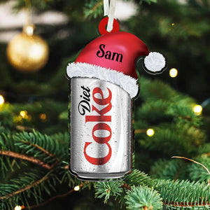 Personalized Diet Coke Ornament , Custom Coca-Cola Diet Coke Coke Zero Can With Santa Hat Ornament, Custom Coke Can 2D Flat Ornament