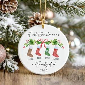 Personalized First Christmas as a Family of 4/5 Bauble, First Christmas as a Family of Four/ Five, Christmas Bauble, Baby First Xmas Tree Decoration