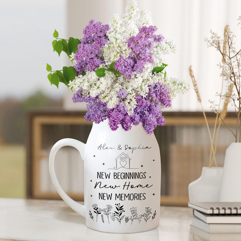 New Home Gift Plant Pot, New Home Flower Vase, Housewarming Gift Idea for Couples, Moving In Gift for Friends, New Home Christmas Ornament
