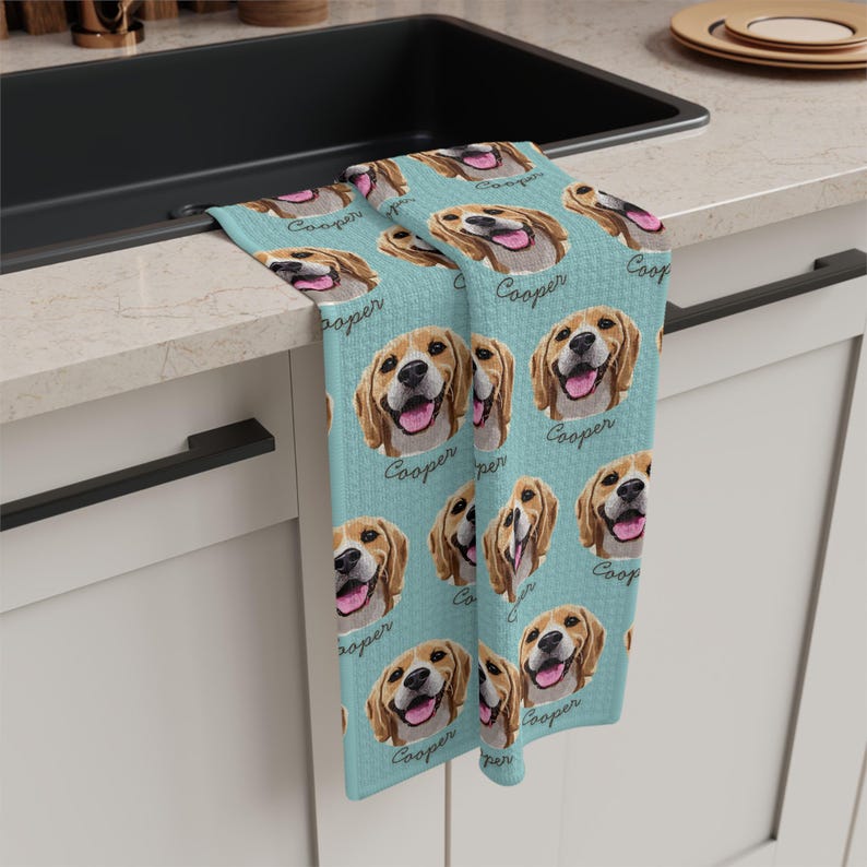 Personalized Kitchen Towel with Pet Photo & Name, Custom Pet Lover Gift, Custom Gift for Mom, Dog or Cat Mom Gift Idea