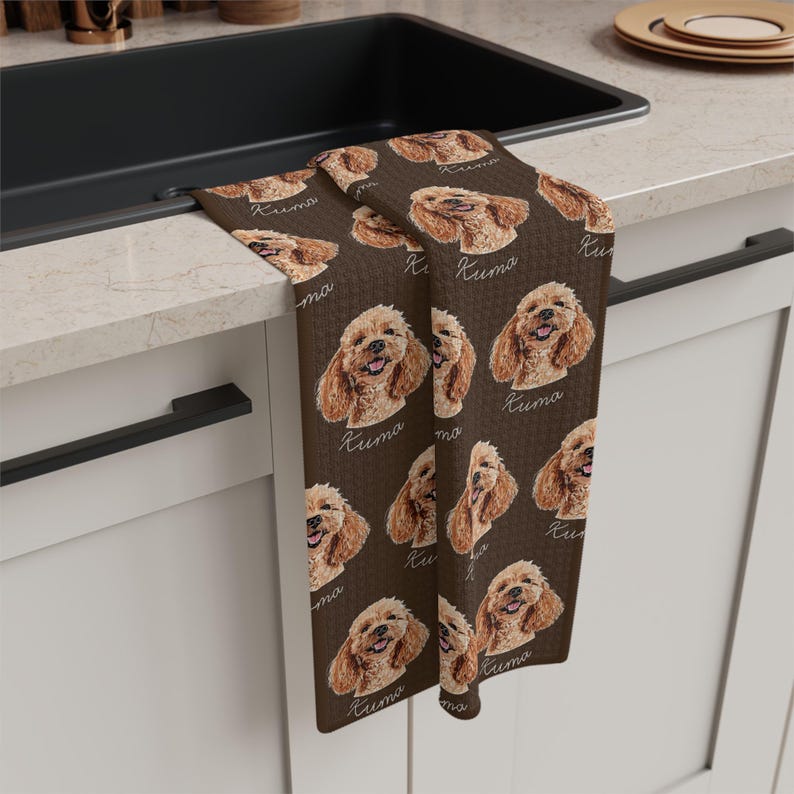 Personalized Kitchen Towel with Pet Photo & Name, Custom Pet Lover Gift, Custom Gift for Mom, Dog or Cat Mom Gift Idea