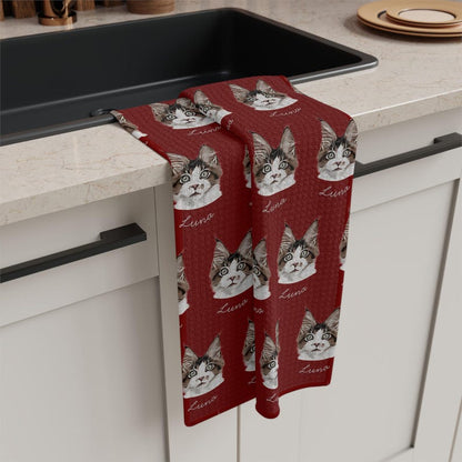 Personalized Kitchen Towel with Pet Photo & Name, Custom Pet Lover Gift, Custom Gift for Mom, Dog or Cat Mom Gift Idea