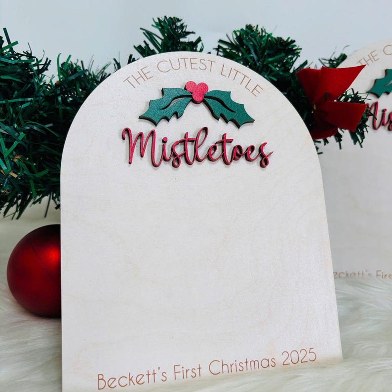Personalized Baby s First Christmas DIY Footprint Sign, Custom Newborn Handprint Art, Baby Shower Gift, Holiday Memory Board