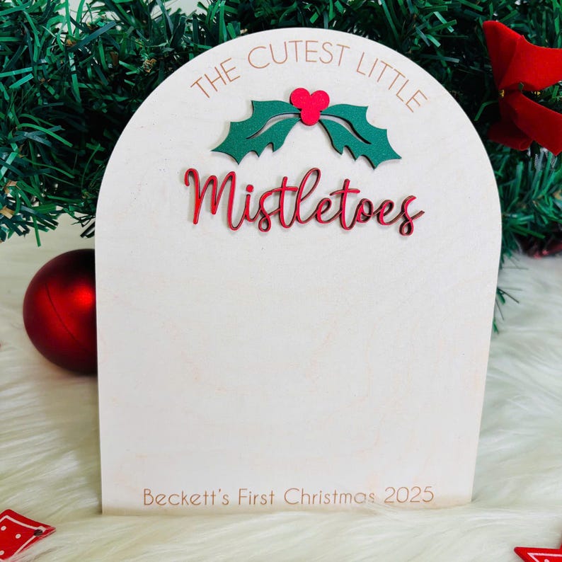 Personalized Baby s First Christmas DIY Footprint Sign, Custom Newborn Handprint Art, Baby Shower Gift, Holiday Memory Board