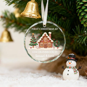 Personalized New Home Ornament, Custom First Christmas At New Home Gift, New Home Favors, Glass Keepsake, Christmas Gifts