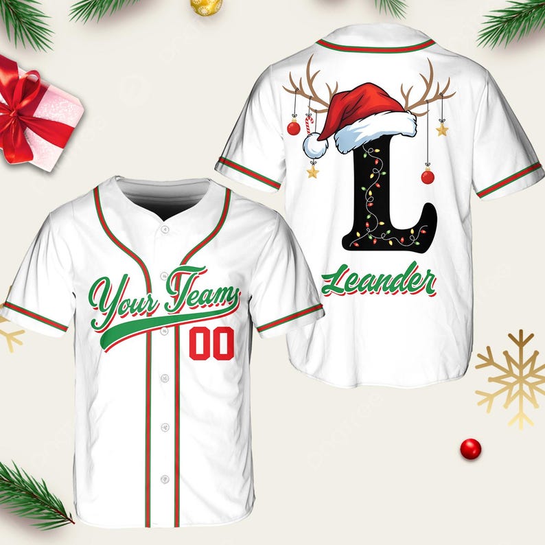 Personalized Christmas Baseball Jersey Adult Kid Youth, Custom Name Number Holiday Jersey, Xmas Gift Team Uniform Merry Christmas Shirt