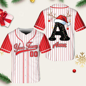Personalized Christmas Baseball Jersey Adult Kid Youth, Custom Name Number Holiday Jersey, Xmas Gift Team Uniform Merry Christmas Shirt