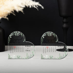 Personalized Engaged Calendar Acrylic Block Plaque, Custom Engagement Print Block Gift for Couple, Wedding Keepsake, Anniversary/Xmas Gift