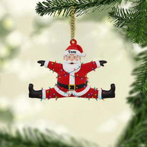 Funny Personalized Santa Ornament with Lights Custom Name Christmas Tree Decoration