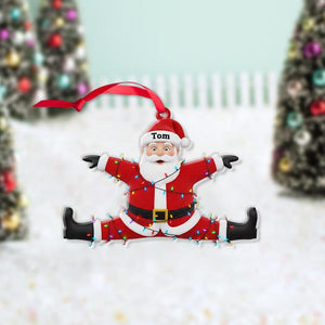 Funny Personalized Santa Ornament with Lights Custom Name Christmas Tree Decoration