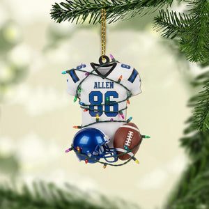 Personalized Football Jersey Ornament Custom Name with Helmet and Football Design
