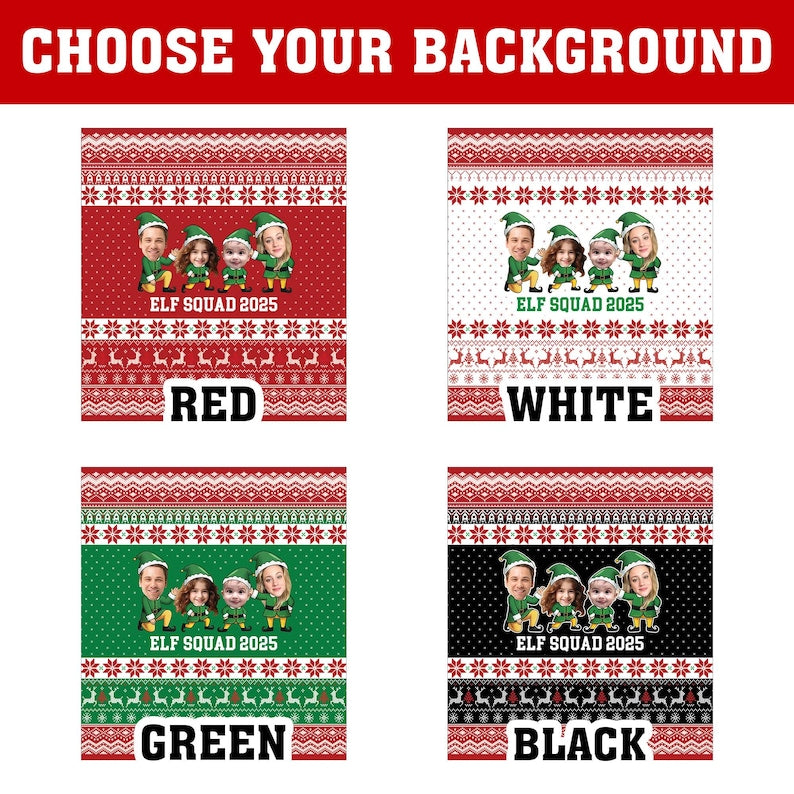 Personalized Family Elf Christmas Sweater 2025, Custom Photo & Name Ugly Xmas Sweater, Matching Holiday Party Outfit for Family and Friends.