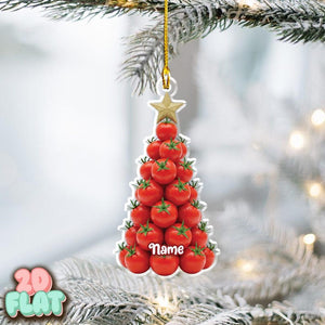 Personalized Tomato Christmas Tree 2D FLAT Ornament, Custom Vegetable Holiday Decoration, Funny Foodie Gift, Garden Lover Keepsake 2025