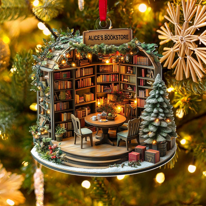 Personalized Bookstore Ornaments, Custom Book Tree Christmas Decor, Gifts for Librarian, Bookworm Decor, Reading Lovers Women Christmas Gift