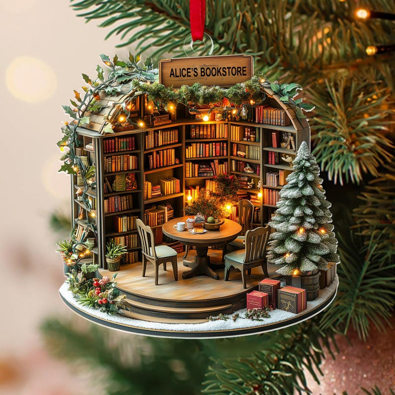 Personalized Bookstore Ornaments, Custom Book Tree Christmas Decor, Gifts for Librarian, Bookworm Decor, Reading Lovers Women Christmas Gift