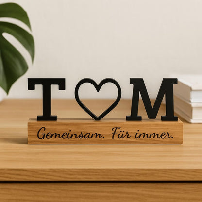 Love stand with initials & heart | Personalized gift for couples | Wooden stand anniversary, Valentine's Day, handmade