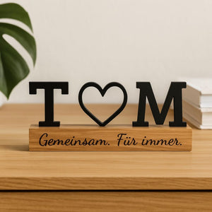 Love stand with initials & heart | Personalized gift for couples | Wooden stand anniversary, Valentine's Day, handmade