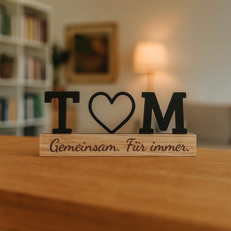 Love stand with initials & heart | Personalized gift for couples | Wooden stand anniversary, Valentine's Day, handmade