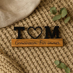 Love stand with initials & heart | Personalized gift for couples | Wooden stand anniversary, Valentine's Day, handmade