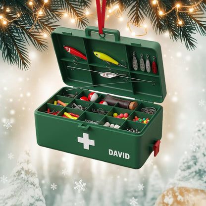 Custom Fishing Tackle Box Christmas Ornament, Tree Hanging Decor, Flat 2D Acrylic, Personalized Fisherman Gift for Him Holiday Keepsake 2025