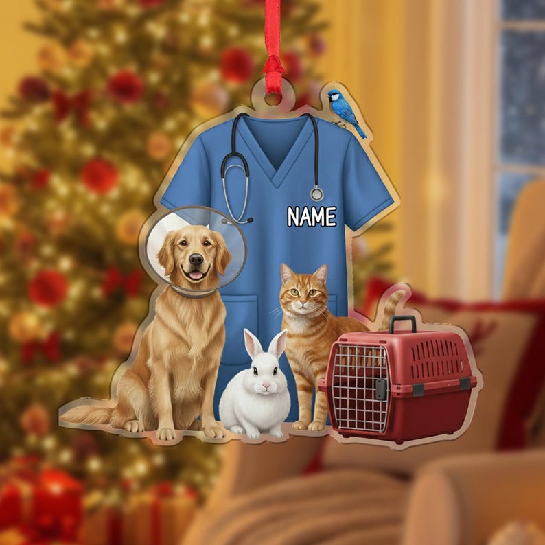Personalized Veterinarian Christmas Ornament Funny Christmas Tree Decoration Custom Name Christmas Ornament