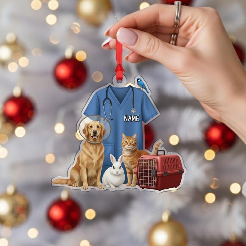 Personalized Veterinarian Christmas Ornament Funny Christmas Tree Decoration Custom Name Christmas Ornament
