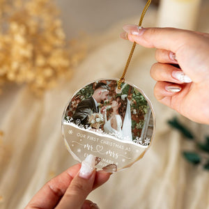 Personalized First Christmas Married Ornament - Custom Married Photo Ornament - Our First Christmas As Mr & Mrs Ornament - Newlywed Keepsake