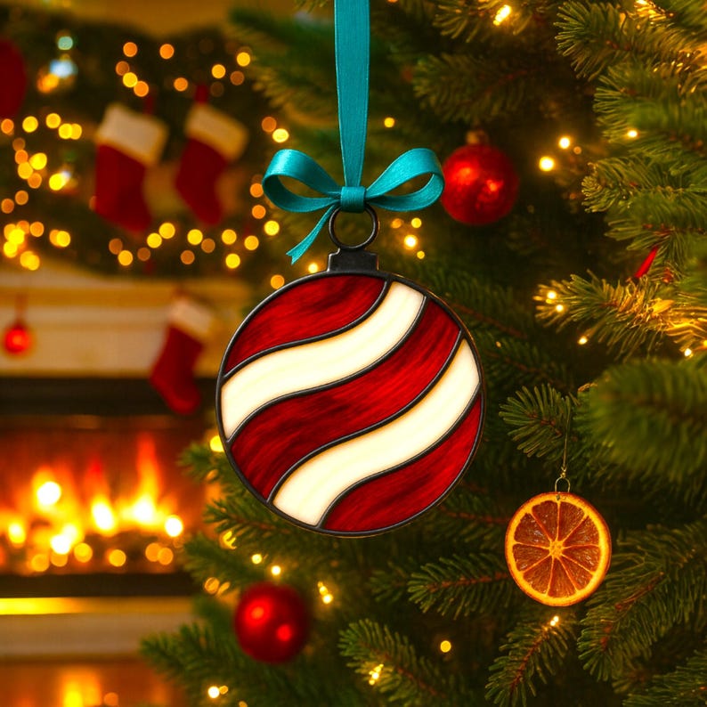 Handmade Stained Glass Christmas Ornaments: Holiday Home Decor Set
