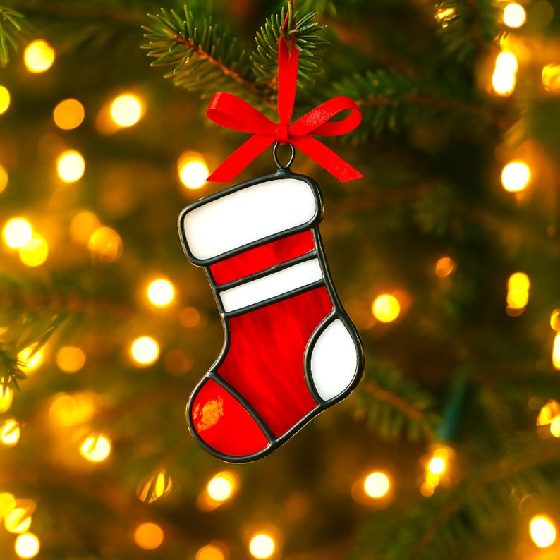 Handmade Stained Glass Christmas Ornaments: Holiday Home Decor Set