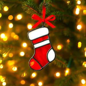 Handmade Stained Glass Christmas Ornaments: Holiday Home Decor Set