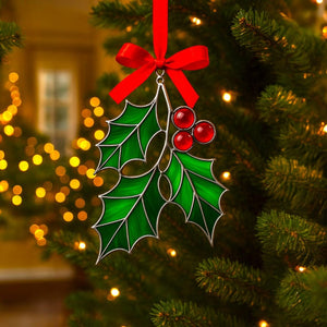 Handmade Stained Glass Christmas Ornaments: Holiday Home Decor Set