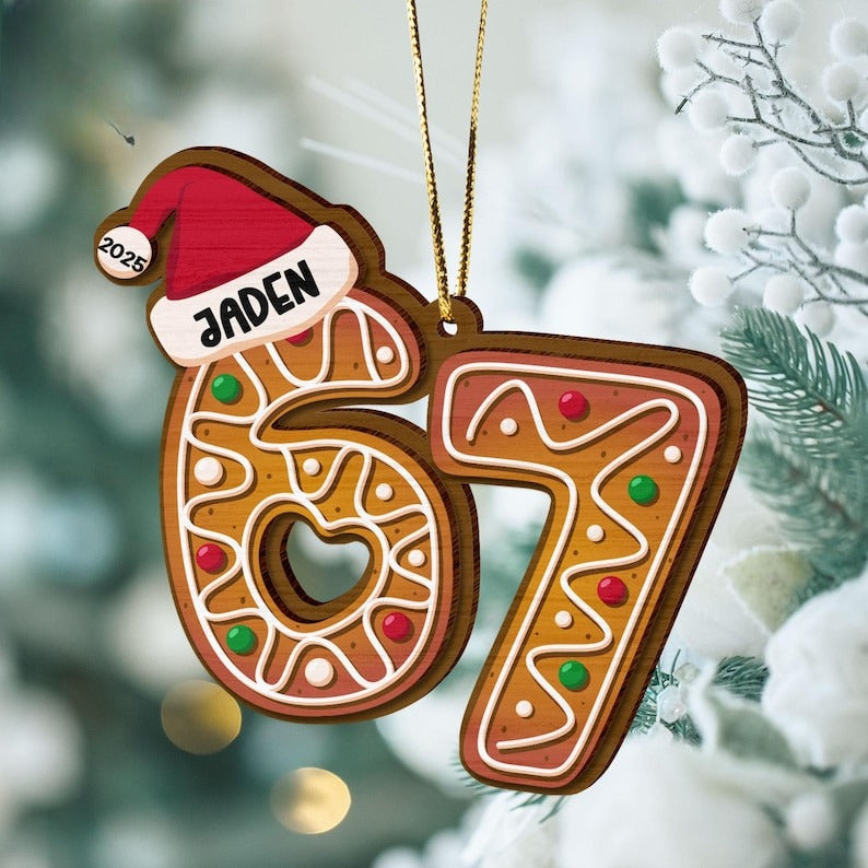 Custom Six Seven Ornament, Teen Slang Ornament, Funny Teenager Ornament, 67 Six Seven Ornament, Gen Z Teenager Tween Ornament, Boy Christmas