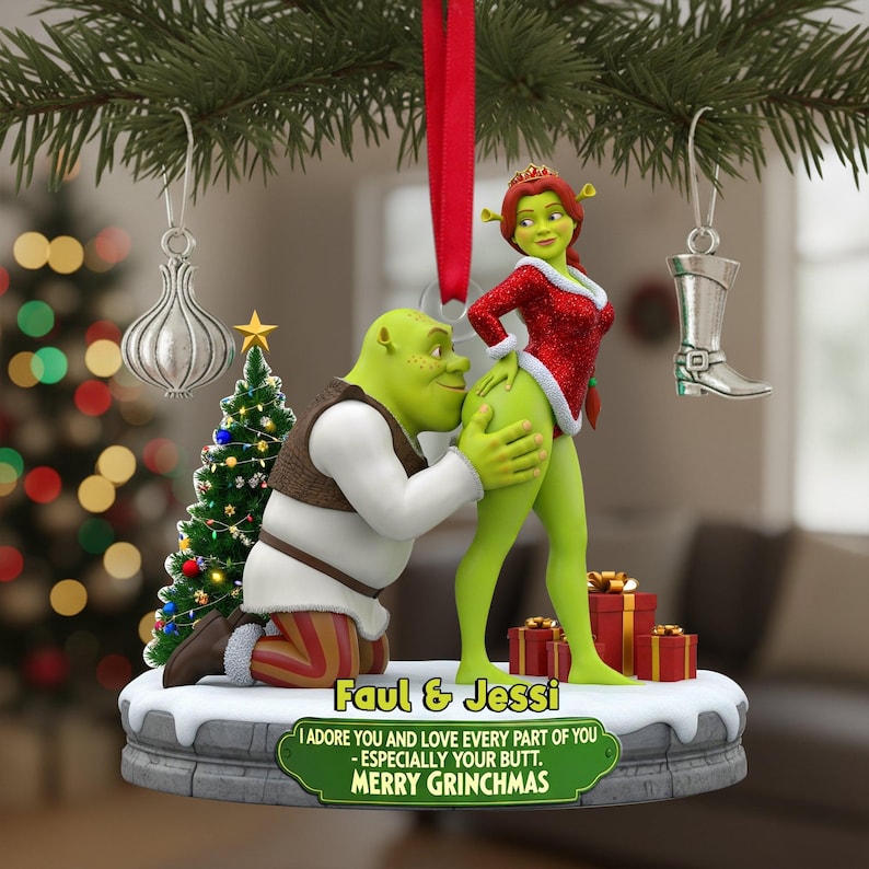 Personalized Christmas Gifts For Couple, Cheeky Kisses Couple Ornament, Anniversary Ornament, First Christmas Couple, Mr And Mrs Ornament